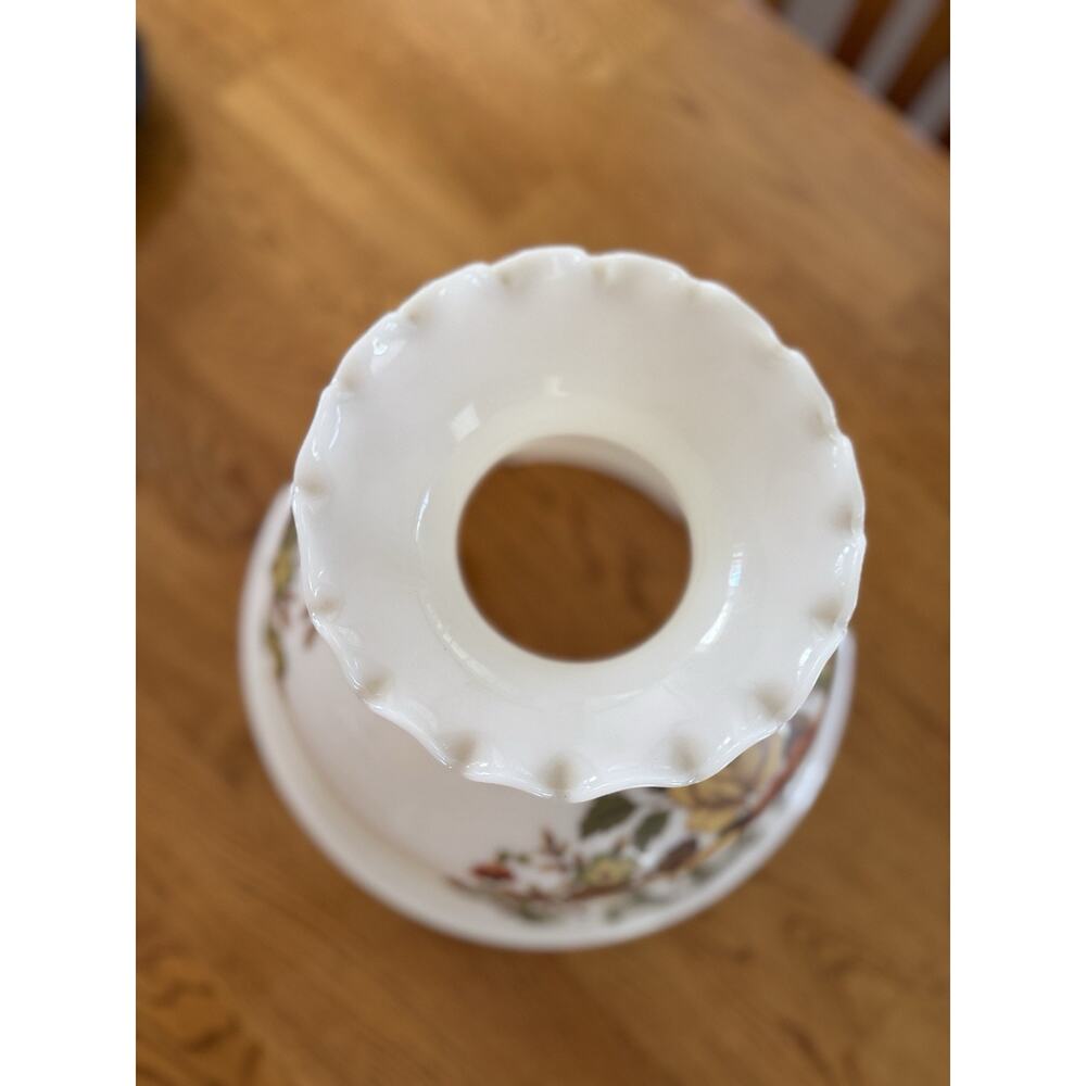 Vintage Floral Milk Glass Hurricane Lamp Shade Globe 10” GWTW Style - Picture 3 of 6